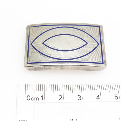 925 Sterling Silver Antique Art Deco Enamel Eye Symbol Belt Buckle #50130