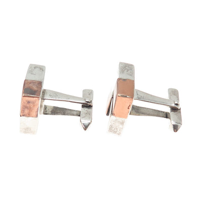 ANTONIO PINEDA 970 Silver 2-Tone Vintage Mexico Modernist Geometric Cufflinks