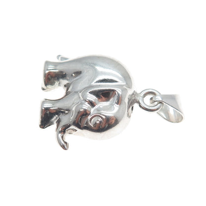 925 Sterling Silver Vintage Italy Elephant For Good Luck 3D Pendant