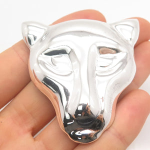 925 Sterling Silver Vintage Mexico Leopard Face Pin Brooch / Pendant