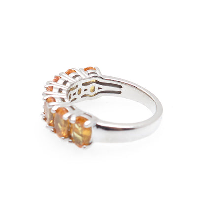 925 Sterling Silver Real Oval-Cut Citrine Ring Size 6.25