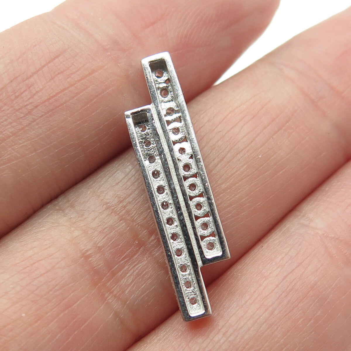 HAN 925 Sterling Silver Round-Cut C Z Multi-Bar Slide Pendant