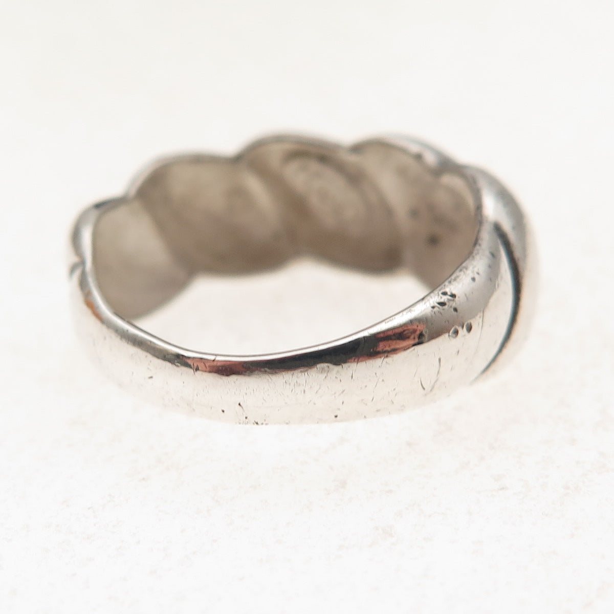 925 Sterling Silver Vintage Modernist Oxidized Ring Size 6.75