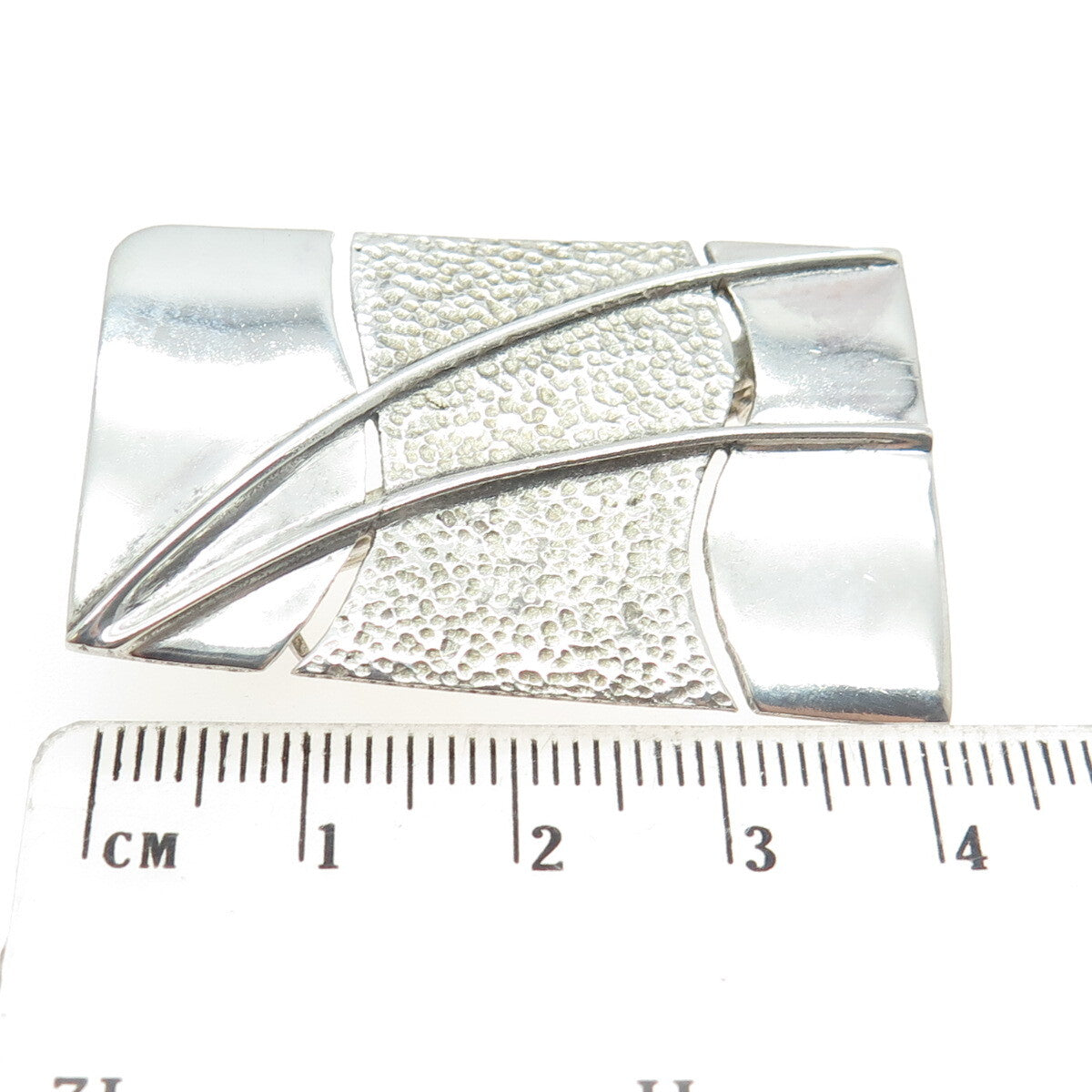 925 Sterling Silver Vintage Modernist Textured Pin Brooch