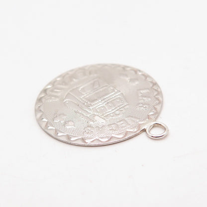 925 Sterling Silver Vintage "Nevada" Round Pendant