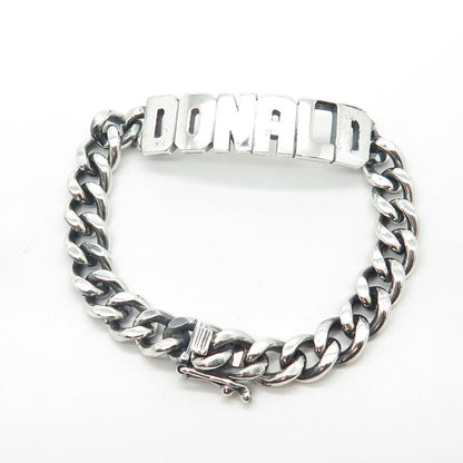 925 Sterling Silver Vintage "Donald" Personalized ID Cable Link Bracelet 6.75"