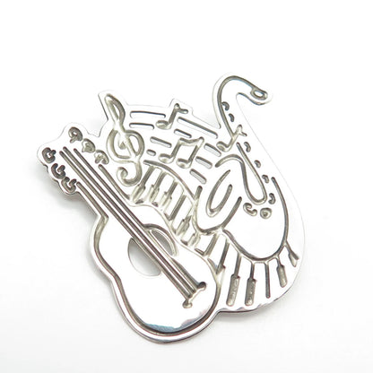 925 Sterling Silver Vintage Musical Instruments Pin Brooch