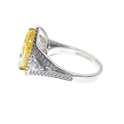 DSMK 925 Sterling Silver 2-Tone Canary & White Multi-Cut C Z Ring Size 6.25