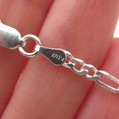 P. Lux 925 Sterling Silver Italy Figaro Chain Necklace 22"