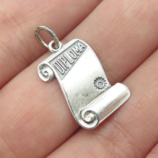 BEAU 925 Sterling Silver Vintage Diploma Graduation Pendant