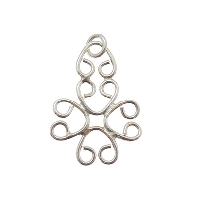 925 Sterling Silver Vintage Ornate Heart Cross Charm Pendant