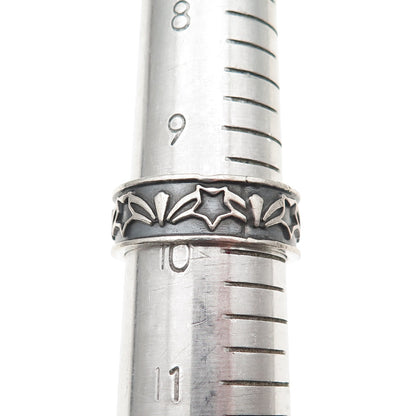 925 Sterling Silver Vintage Mexico Star Oxidized Band Ring Size 10