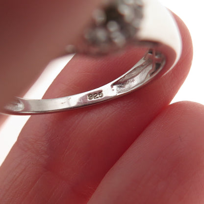 925 Sterling Silver Real Peridot & White Topaz Ring Size 8