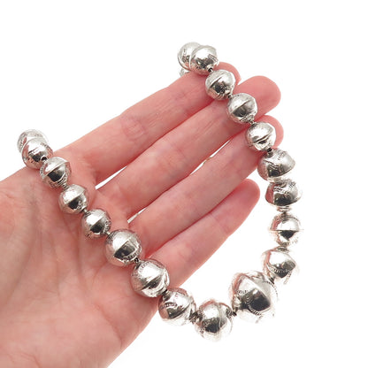 Old Pawn 925 Sterling Silver Vintage Navajo Pearls Graduated Beaded Necklace 22"