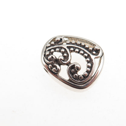 Melissa Rivers 925 Sterling Vintage Granulated Floral Slide Mini Charm Pendant