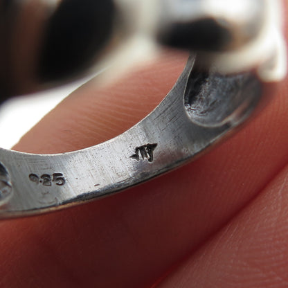 925 Sterling Silver Vintage Modernist Oxidized Ring Size 6.25