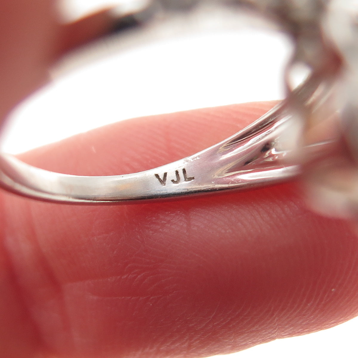 925 Sterling Silver VJL Real Opal & White Topaz Floral Bypass Ring Size 6
