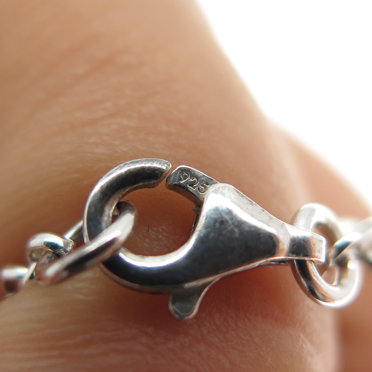 925 Sterling Silver Vintage Key & Heart Charm Rolo Link Anklet / Bracelet 9"