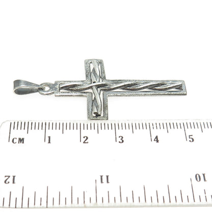 925 Sterling Silver Vintage Braided Cross Pendant