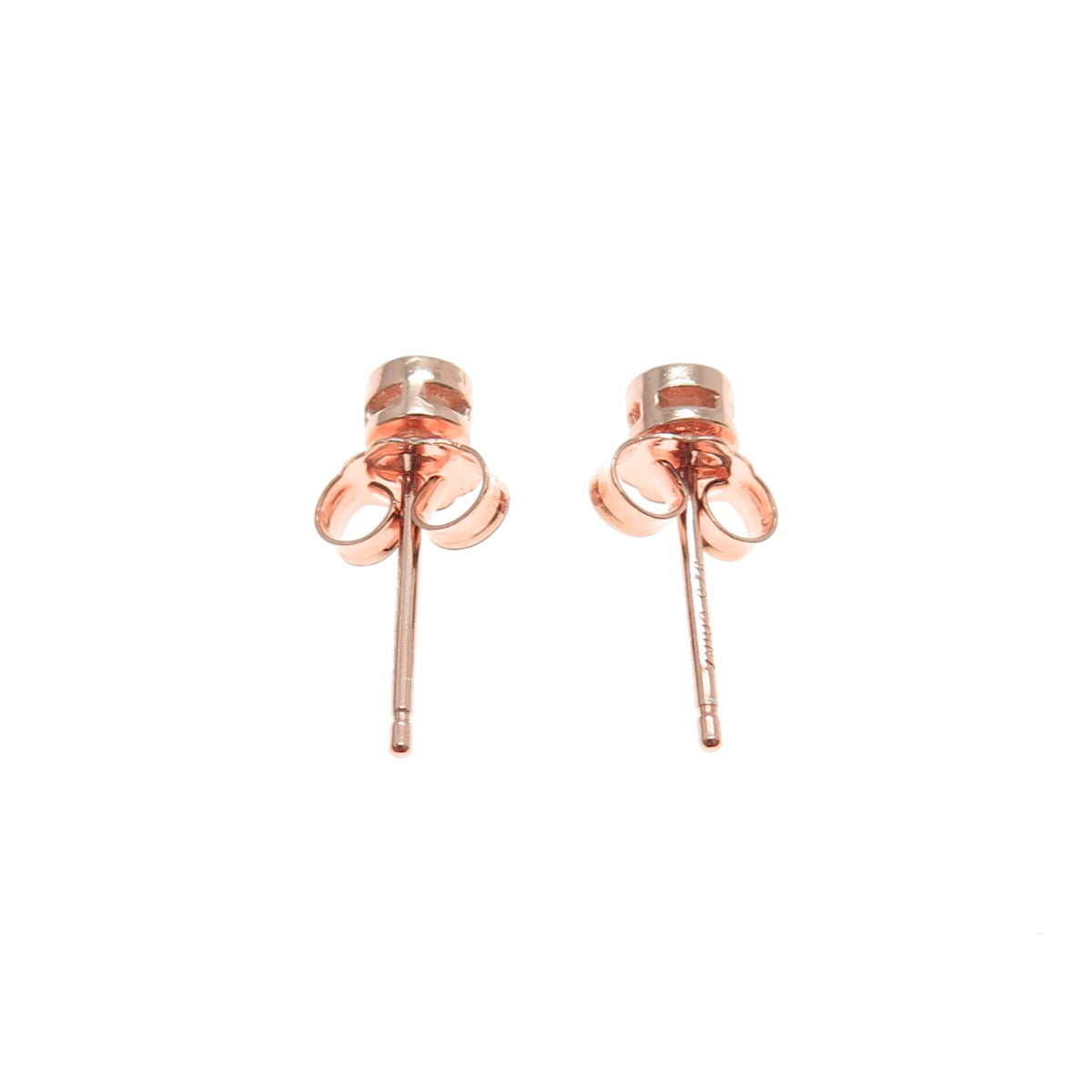 925 Sterling Silver Rose Gold Plated Round-Cut C Z Stud Earrings