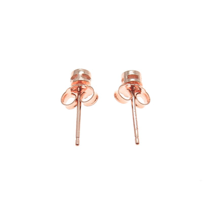 925 Sterling Silver Rose Gold Plated Round-Cut C Z Stud Earrings