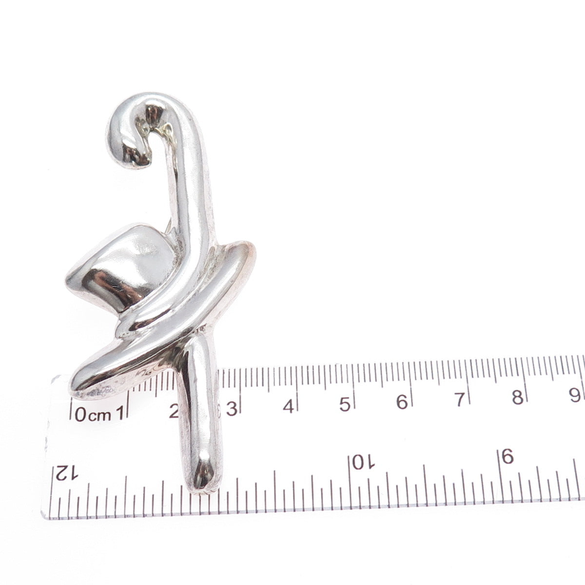 925 Sterling Silver Vintage Mexico Hat & Cane Gentlemen Club  Pin Brooch