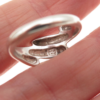 925 Sterling Silver Vintage Modernist Oxidized Ring Size 6.75