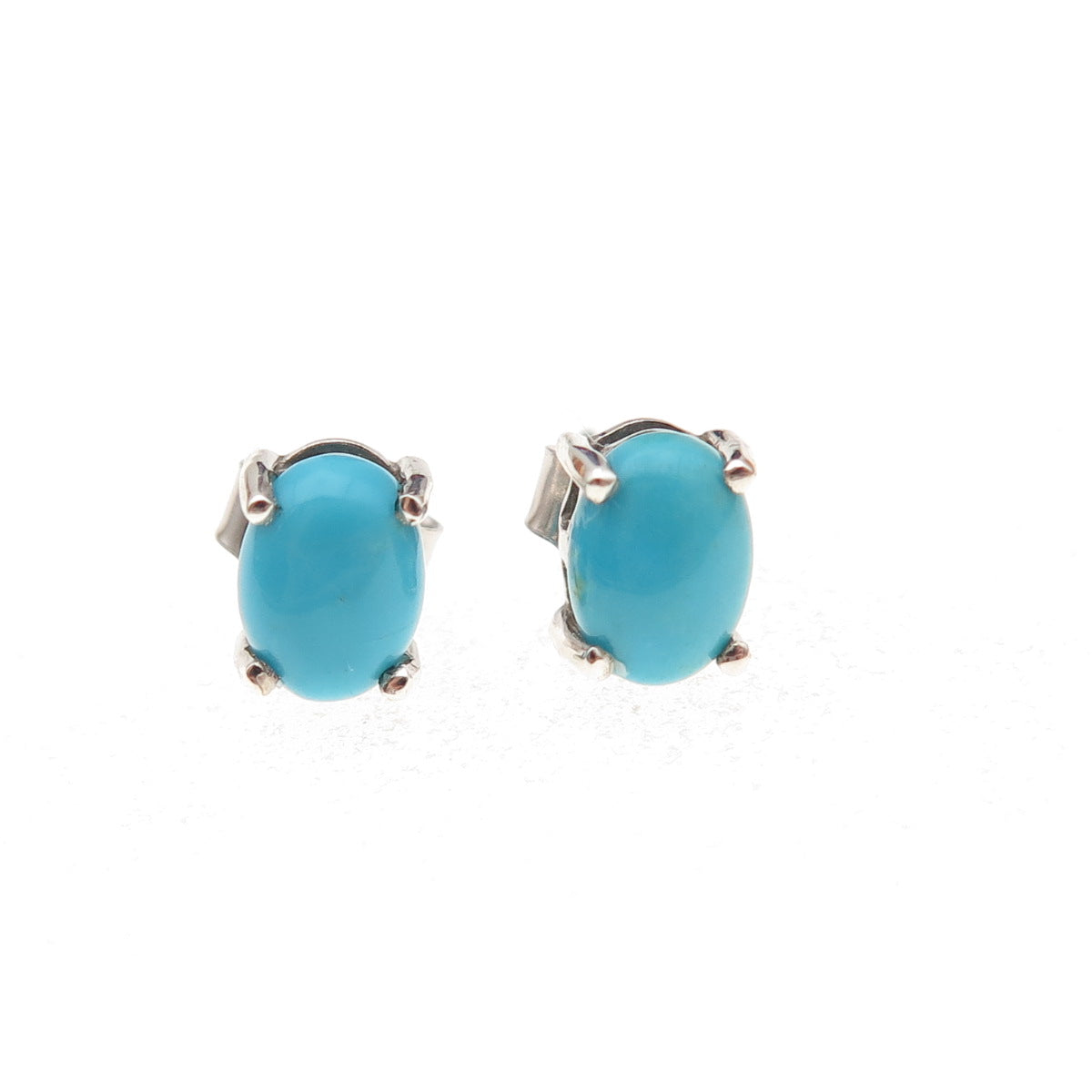 925 Sterling Silver Real Sleeping Beauty Turquoise Stud Earrings