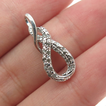 925 Sterling Silver Real Round-Cut Diamond Twisted Infinity Pendant