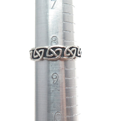 PETER STONE 925 Sterling Silver Vintage Viking / Celtic Knot Band Ring Size 8.5