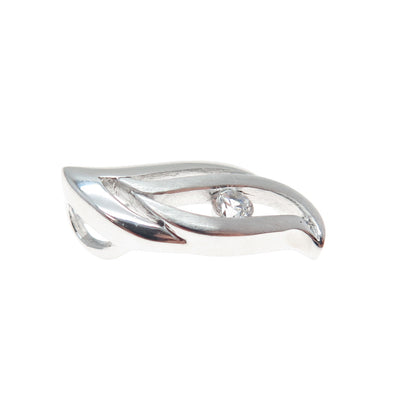 925 Sterling Silver Round-Cut C Z Petal Minimalist Slide Charm Pendant