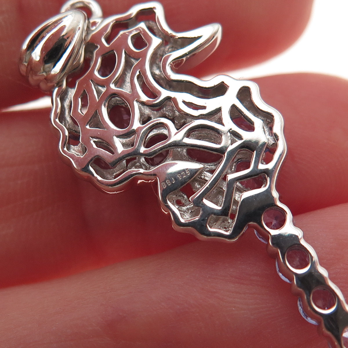 925 Sterling Silver Real Oval & Round-Cut Tanzanite Seahorse Charm Pendant