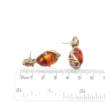 Michael Valitutti Gems En Vogue 925 Sterling 2-Tone Amber Citrine Topaz Earrings