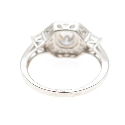 925 Sterling Silver Multi-Cut C Z Engagement Ring Size 8.25