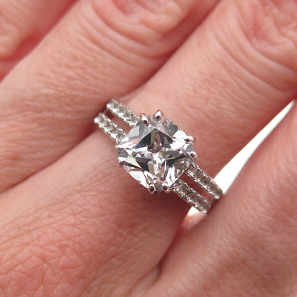 Michelle Albala 925 Sterling Silver Real White Topaz Engagement Ring Size 7.25