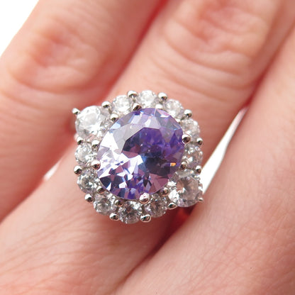 KEY STAR 925 Sterling Silver Lavender & White C Z Ring Size 5