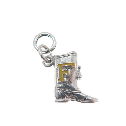 925 Sterling Silver Antique Enamel University of Florida Cowboy Boot 3D Pendant