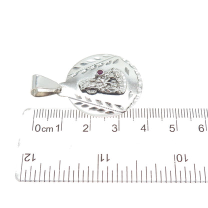 925 Sterling Silver Vintage Real Ruby St. Barbara Religious Charm Pendant