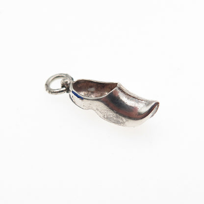 835 Silver Vintage Dutch Clog Oxidized 3D Mini Charm Pendant
