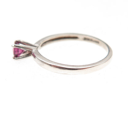 Tommy Long 925 Sterling Silver Vintage Real Round-Cut Amethyst Ring Size 4.75