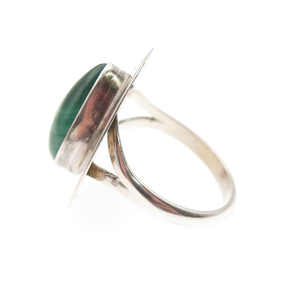 Lincoln Robert Navajo Old Pawn Sterling Silver Vintage Malachite Ring Size 7.75