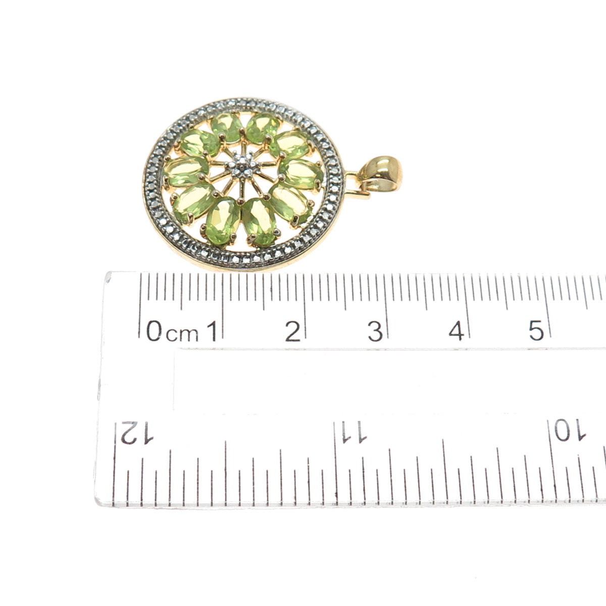 ROSS SIMONS 925 Sterling Silver Gold Plated Real Diamond Accent Peridot Pendant