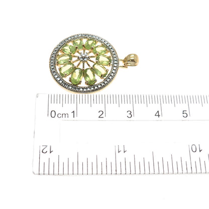 ROSS SIMONS 925 Sterling Silver Gold Plated Real Diamond Accent Peridot Pendant