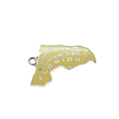 GRIFFITH & SONS CO. 925 Sterling Silver Vintage Enamel Florida Map Mini Pendant