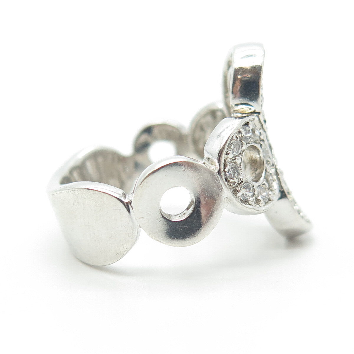 925 Sterling Silver Pave C Z Ring Size 7.25