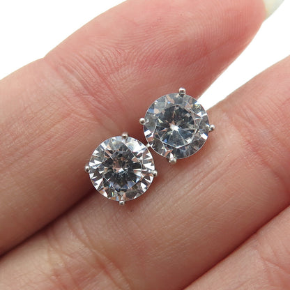 925 Sterling Silver Round-Cut C Z Stud Earrings