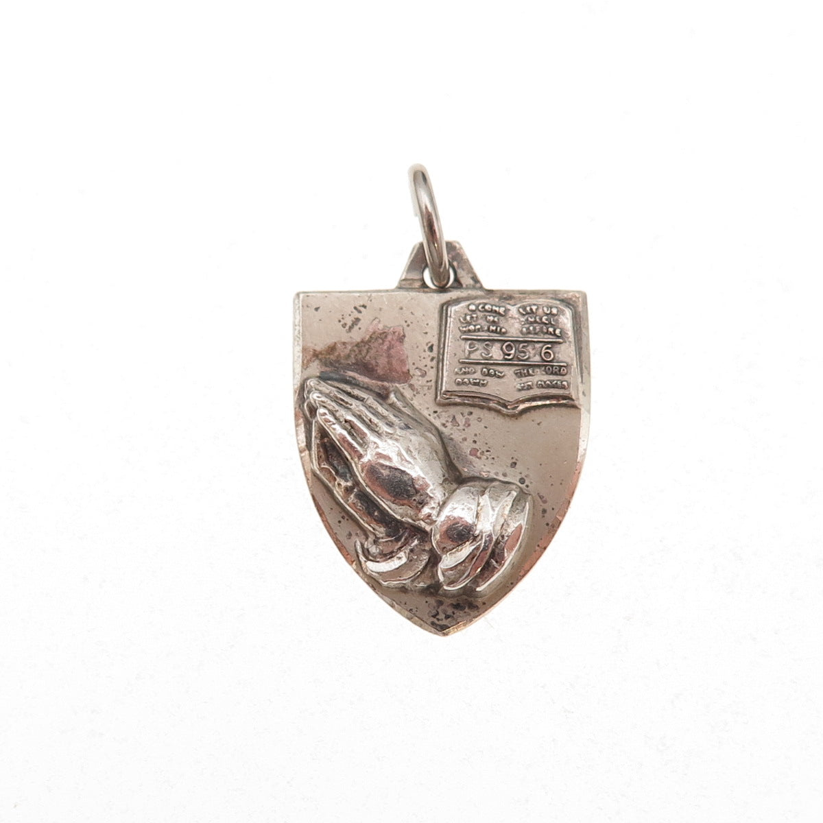 Hayward 925 Sterling Silver Antique Art Deco Prayer Hands Baptist Charm Pendant