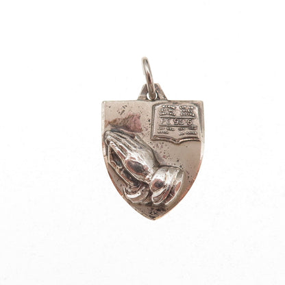 Hayward 925 Sterling Silver Antique Art Deco Prayer Hands Baptist Charm Pendant