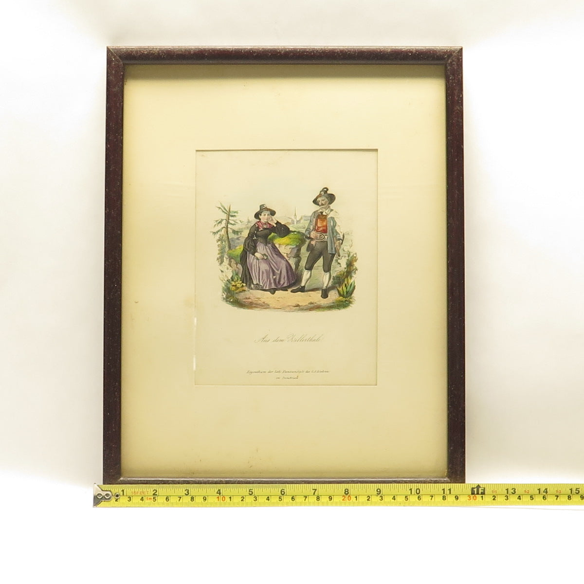 AUNTIQUE End XIX Hand-Colored Lithograph Aus dem Zillerthale C.A.Czichna