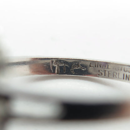 J. JACK LINDENWOLD 925 Sterling Silver Real Amethyst & C Z Ring Size 7